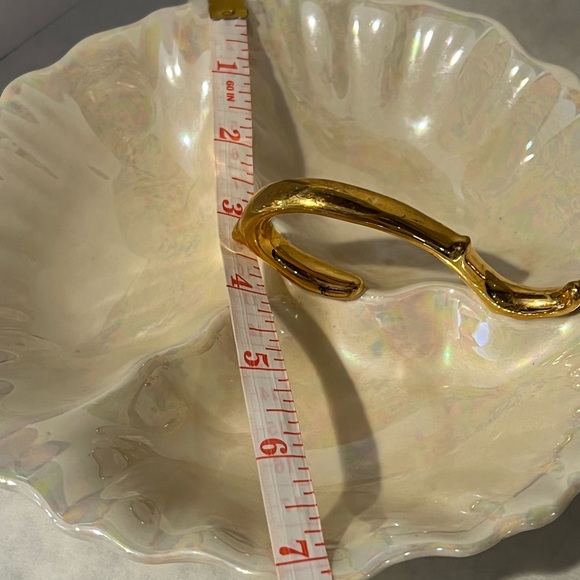 Vintage CG iridescent 22 Kt Gold Handle Divide Candy Dish / Nut/Serving Bowl - Picture 7 of 7